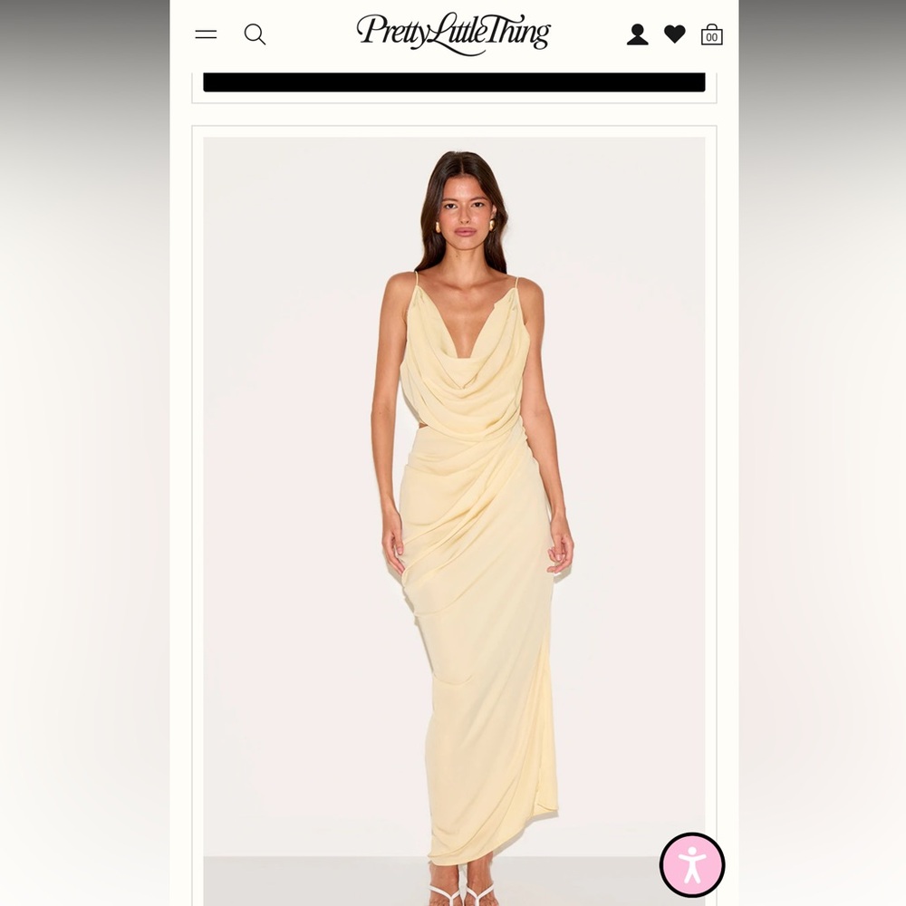 PrettyLittleThing Cream Draped Maxi Dress